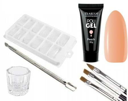 Claresa Poli Gel PEACH 30G + 4x Akcesoria 