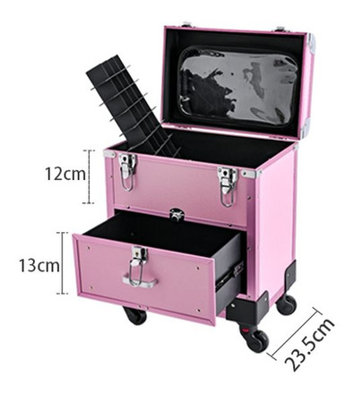 Vera WALIZKA Kufer Kuferek Kosmetyczny Szuflada RÓŻOWY