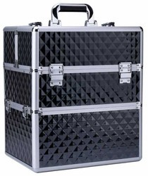 DUŻY Kuferek Kosmetyczny Diamond Diament  CZARNY