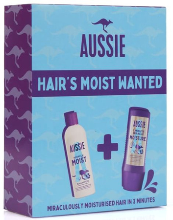 Aussie ZESTAW Hair `S Moist Wanted Szampon + Odżywka 3 Minute 
