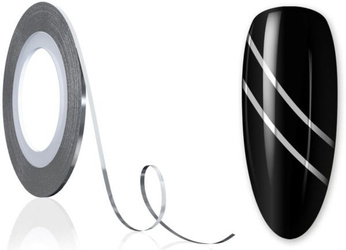 5x Tasiemka Taśma Nitka Do Zdobień Paznokci Cienka SILVER Srebrna