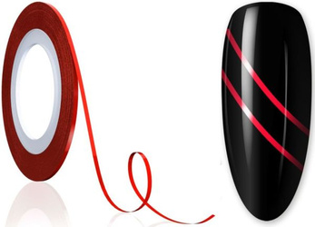 5x Tasiemka Taśma Nitka Do Zdobień Paznokci Cienka RED Czerwona