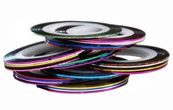 10x Tasiemka Taśma Nitka Do Zdobień Paznokci Cienka Mix Kolorów