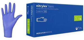 Mercator Nitrylex Basic Rękawice Nitrylowe Bezpudrowe S 100szt
