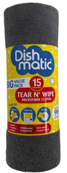 DishMatic Ściereczki GREY Tear N Wipe Microfibre 15Pack Rolka