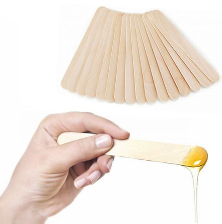 50x Szpatułki Drewniane Szerokie Do Wosku Masek Parafiny 