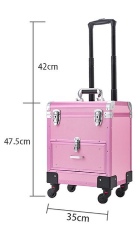 Vera WALIZKA Kufer Kuferek Kosmetyczny Szuflada RÓŻOWY