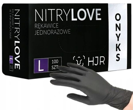 Rękawice Jednorazowe Nitrylowe ONYX Czarne 100szt L 