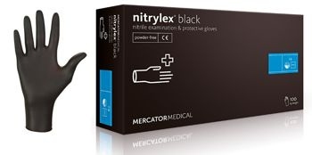 Mercator Nitrylex Black Czarne Rękawice Nitrylowe Bezpudrowe 100szt M