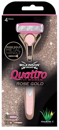 Wilkinson Sword Quattro for Women Rose Gold Maszynka  Do Golenia + 4 Ostrza