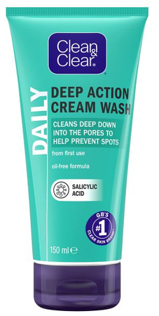 Clean&Clear Deep Action Krem Głęboko Oczyszczający Do Mycia Twarzy 150ml