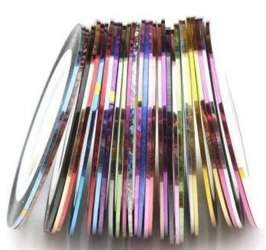 Tasiemka Taśma Do Zdobień Paznokci Cienka Nitka Mix Kolorów