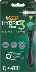 BiC HYBRID Maszynka Do Golenia Flex 3 Sensitive Rączka + 4 Ostrza