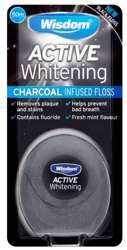 Wisdom Nić Dentystyczna Active Whitening CHARCOAL Wybielająca 50m