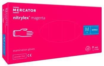 Mercator Nitrylex Magenta Rękawice Nitrylowe Bezpudrowe M 100szt