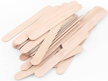 50x Szpatułki Drewniane Szerokie Do Wosku Masek Parafiny 
