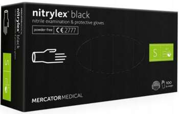 Mercator Nitrylex Black Rękawice Nitrylowe Bezpudrowe Czarne S 100szt