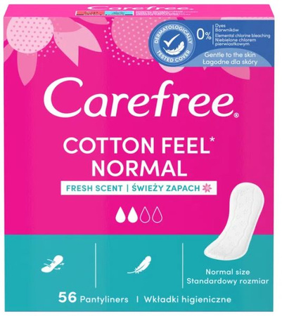 Carefrre Cotton Fell Wkładki Podpaski 56szt Normal 