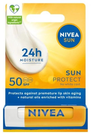 Nivea SUN Lip Balm Pomadka Balsam Do Ust 50SPF 24h Nawilżenie 