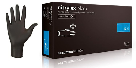 Mercator Nitrylex Black Czarne Rękawice Nitrylowe Bezpudrowe 100szt M