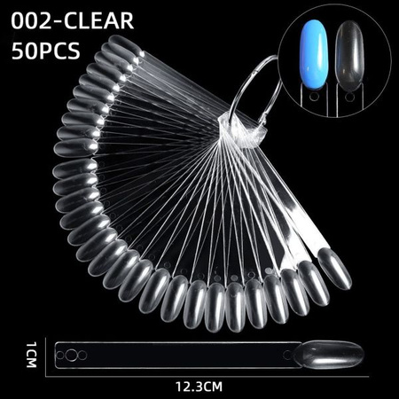 Wzornik Próbnik Lakierów Na Kole 50 Tipsów Migdał CLEAR 