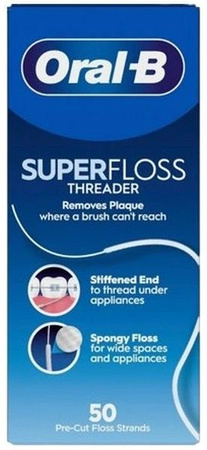 Oral-B Super Floss Nić Dentystyczna Do Aparatów Mostów Koron 50szt