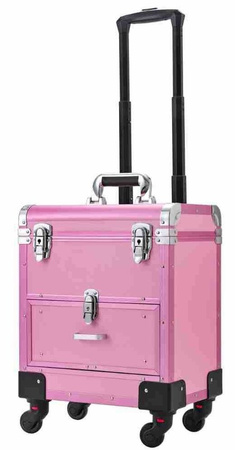 Vera WALIZKA Kufer Kuferek Kosmetyczny Szuflada RÓŻOWY