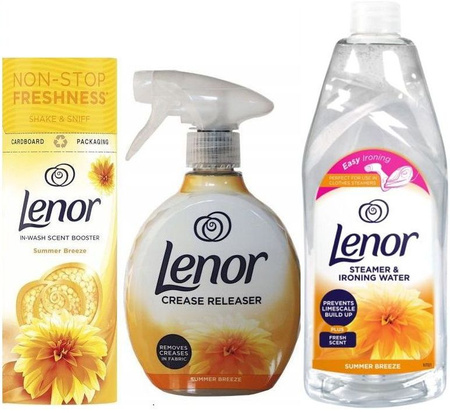 Lenor Zestaw SUMMER BREEZE Woda + Żelazko Spray + Perełki 