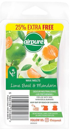 Airpure WAX MELTS Wosk Do Kominka 8szt Lime Basil & Mandarin