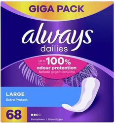 Always GIGA PACK Dailies 100% Odour Protection Wkładki Large 68szt