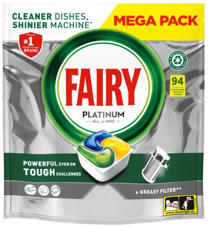 Fairy PLATINUM All in ONE Kapsułki Do Zmywarki 94szt Lemon