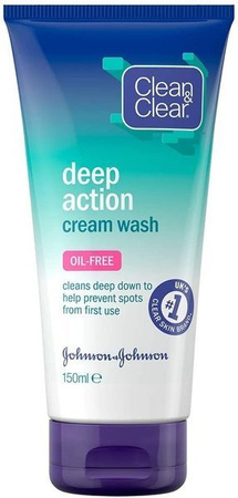 Clean&Clear Deep Action Krem Głęboko Oczyszczający Do Mycia Twarzy 150ml