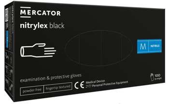 Mercator Nitrylex Black Rękawice Nitrylowe Bezpudrowe Czarne M 100szt